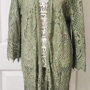 Isaac Mizrahi Olive Lace Cardigan